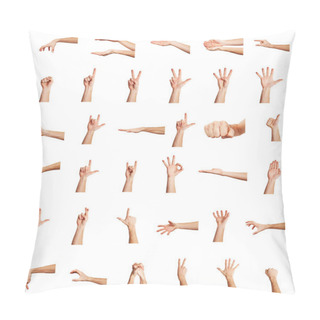 Personality  Collage Of Hands On White Backgrounds Pillow Covers