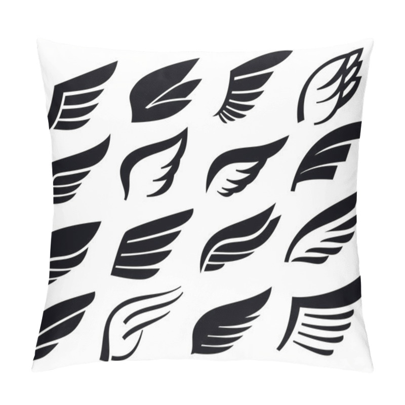 Personality  Vector black wing icon set on white pillow covers