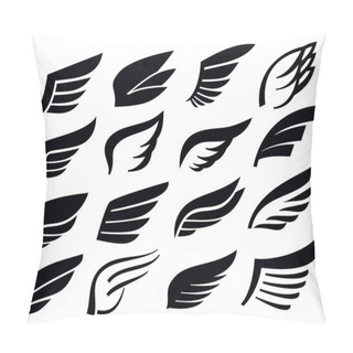 Personality  Vector Black Wing Icon Set On White Pillow Covers