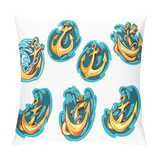 Personality  Cartoon Sea Anchors On Blue Sea Waves Pillow Covers