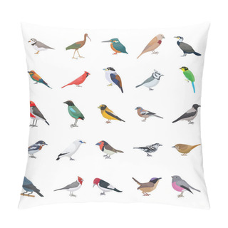 Personality  Birds Flat Vector Icons Collection  Pillow Covers