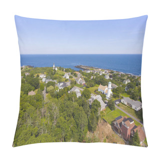 Personality  Aerial View Of Cape Elizabeth Lights, Also Known As Two Lights, At The South End Of Casco Bay In Town Of Cape Elizabeth, Maine ME, USA.  Pillow Covers