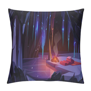 Personality  Ice Cave In Mountain With Campfire, Sleeping Bag, Pillow Covers