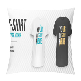 Personality  Black And White T-shirt Mockup. Mockup Of Realistic Shirt With Short Sleeves. Blank T-shirt Template With Empty Space For Design Pillow Covers