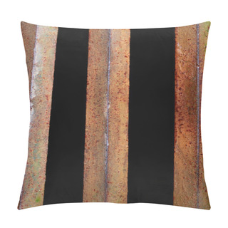 Personality  Close Up View Of Rust Fence With Black Background Behind Pillow Covers