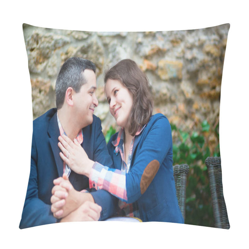 Personality  Couple in an outdoor cafe pillow covers