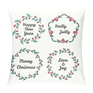 Personality  Christmas Wreath Set. Line Style Winter Collection. Pillow Covers