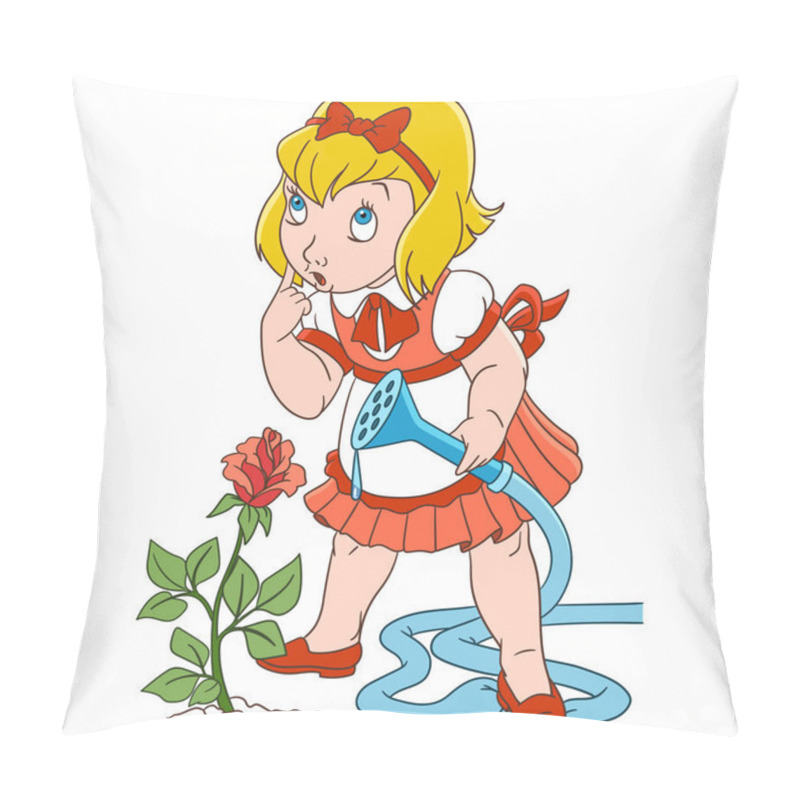 Personality  cartoon girl and rose flower pillow covers