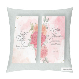 Personality  Minimalist Wedding Invitation Template With Hand Drawn Floral And Abstract Watercolor Splash Design Pillow Covers