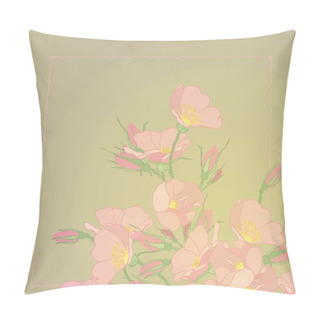 Personality  Blooming Pink Wild Rose. Blooming Wild Rose Branches. Botanical Illustration. Buds Of Summer Flowers. Pillow Covers