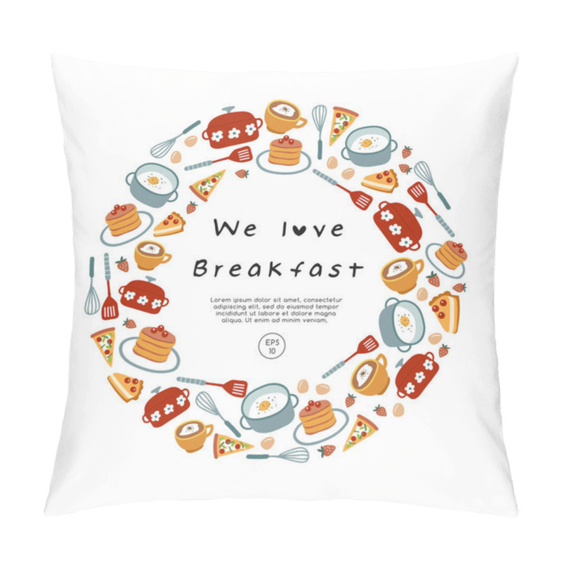 Personality  Hand drawn vector illustration of coffee, sweets and pastry pillow covers