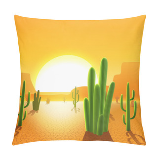 Personality  Cactus Plants In Desert Pillow Covers