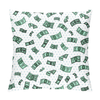 Personality  Money Background. Dollar Background. Banknotes Background. Cash  Pattern. Seamless Pattern. American Dollars. Vector Illustration Pillow Covers