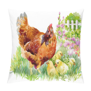 Personality  Hen And Chicks In Yard Pillow Covers