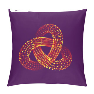 Personality  Trefoil Knot. Object With Connected Lines And Dots. 3D Grid Design. Molecular Structure. Vector Illustration.  Pillow Covers