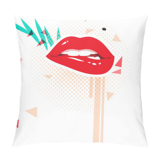 Personality  Red Female Mouth Pillow Covers