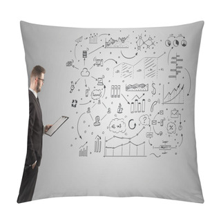 Personality  Man Thinking With Office Stuffs Concept Pillow Covers