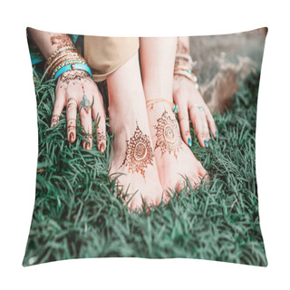 Personality  Mehendi Heena On Feet. Pillow Covers