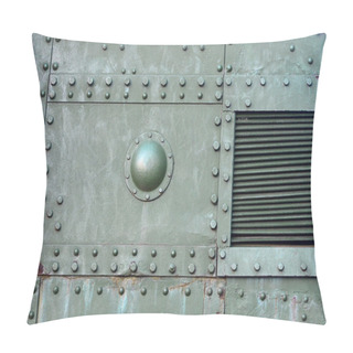 Personality  Texture Of Tank Side Wall, Made Of Metal And Reinforced With A Multitude Of Bolts And Rivets Pillow Covers