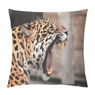 Personality  Roaring Jaguar. Portrait Of Wild Animal Pillow Covers