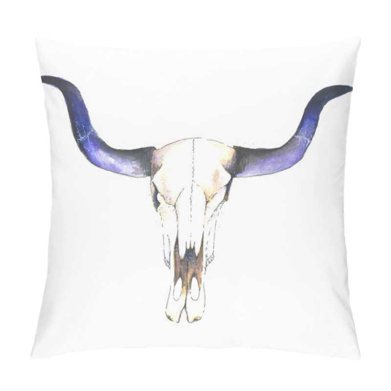 Personality  Watercolor Bull Skull Pillow Covers