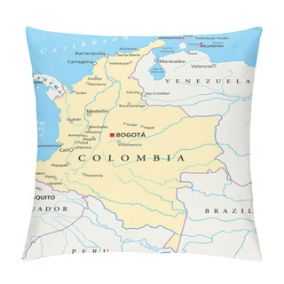 Personality  Colombia Political Map Pillow Covers