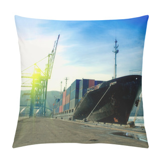 Personality  Cargo Ship In A Port Pillow Covers