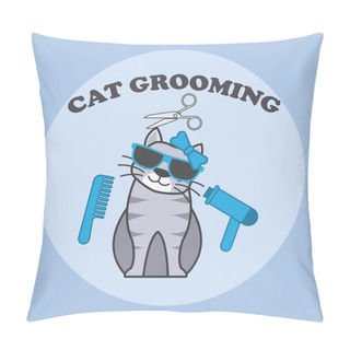 Personality  Pets Shop, Care, Pets Lover Service With Text Space For Your Slogan / Tagline, Vector Illustration Pillow Covers