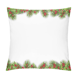 Personality  Holiday Frame With Fir Branches And Holly Berries Pillow Covers