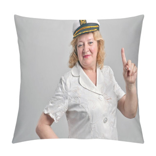 Personality Senior Woman Dressed As Sailor Pillow Covers