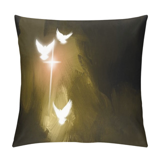 Personality  Spiritual Doves And Salvation Cross  Pillow Covers