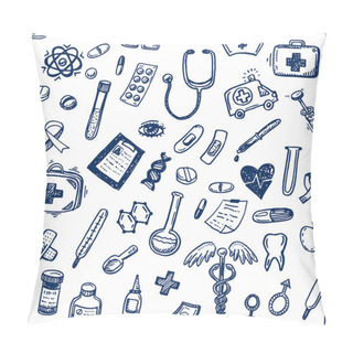 Personality  Hand Drawn Seamless Medicine Background Pillow Covers