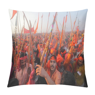 Personality   Crowd At Kumbh Mela Festival, The World's Largest Religious Gathering, In Allahabad, Uttar Pradesh, India. Pillow Covers