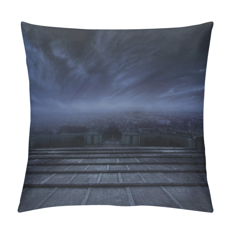 Personality  Dark clouds over urban background pillow covers