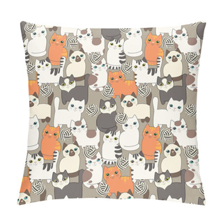 Personality  Funny Cartoon Cats. Seamless Pattern Pillow Covers