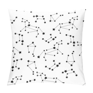 Personality  Seamless Pattern With Constellations Of Leo, Libra On White Background. Pillow Covers
