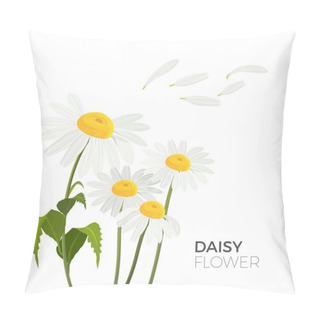 Personality  Daisy Flowers With White Petals And Yellow Middle Realistic Vector Pillow Covers