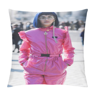 Personality  Paris, France -February 27, 2019: Street Style Outfit -  Sita Abellan Before A Fashion Show During Paris Fashion Week - PFWFW19 Pillow Covers