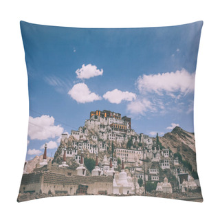 Personality  Traditional Houses And Stupas In Leh City, Indian Himalayas Pillow Covers