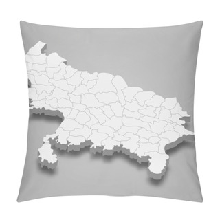 Personality  3d Map Of Uttar Pradesh Is A State Of India Pillow Covers