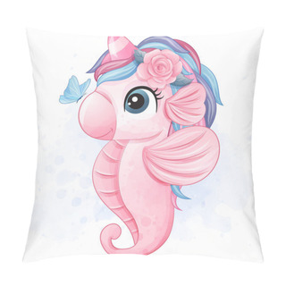 Personality  Cute Little Seahorse Illustration Pillow Covers