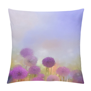 Personality  Oil Painting Pastel Colors Light Purple Onion Flower In The Meadows. Pillow Covers