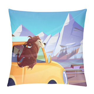 Personality  Happy Dog Rides In Car With Head Out Pillow Covers