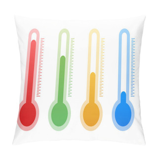 Personality  Modern Thermometer, Summer Background. Thermometer In Cartoon Style. Thermostat. Vector Stock Illustration. Pillow Covers