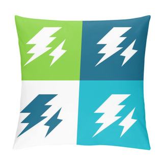 Personality  Bolt Flat Four Color Minimal Icon Set Pillow Covers