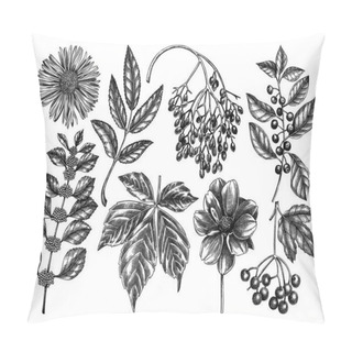 Personality  Hand Sketched Autumn Plants Collection. Elegant And Trendy Botanical Elements. Hand Drawn Autumn Leaves, Berries, Flowers Sketches. Perfect For Invitation, Cards, Flyers, Menu, Label, Packaging.  Pillow Covers