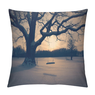Personality  Winter Landscape With Abandoned Tree Swing Pillow Covers