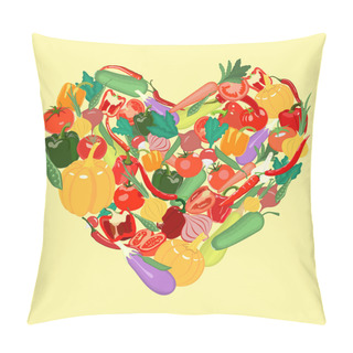 Personality  Vegetable Heart. Vector Illustration Pillow Covers