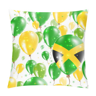 Personality  Jamaica Independence Day Seamless Pattern Flying Rubber Balloons In Colors Of The Jamaican Flag Pillow Covers