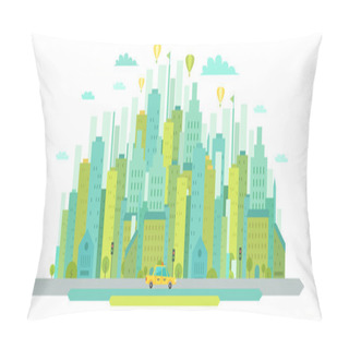 Personality Urban Landscape In Flat Design Pillow Covers